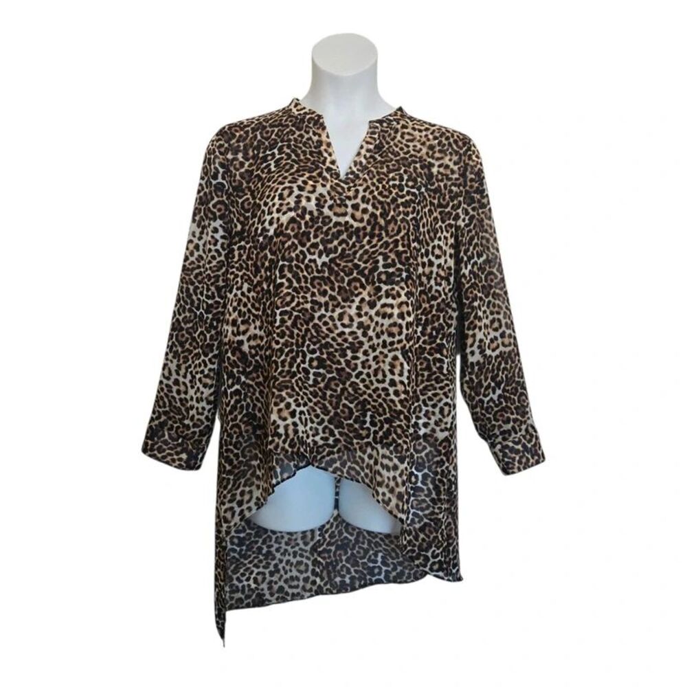 Chicos Leopard High-Low Blouse L/XL - Picture 2 of 10